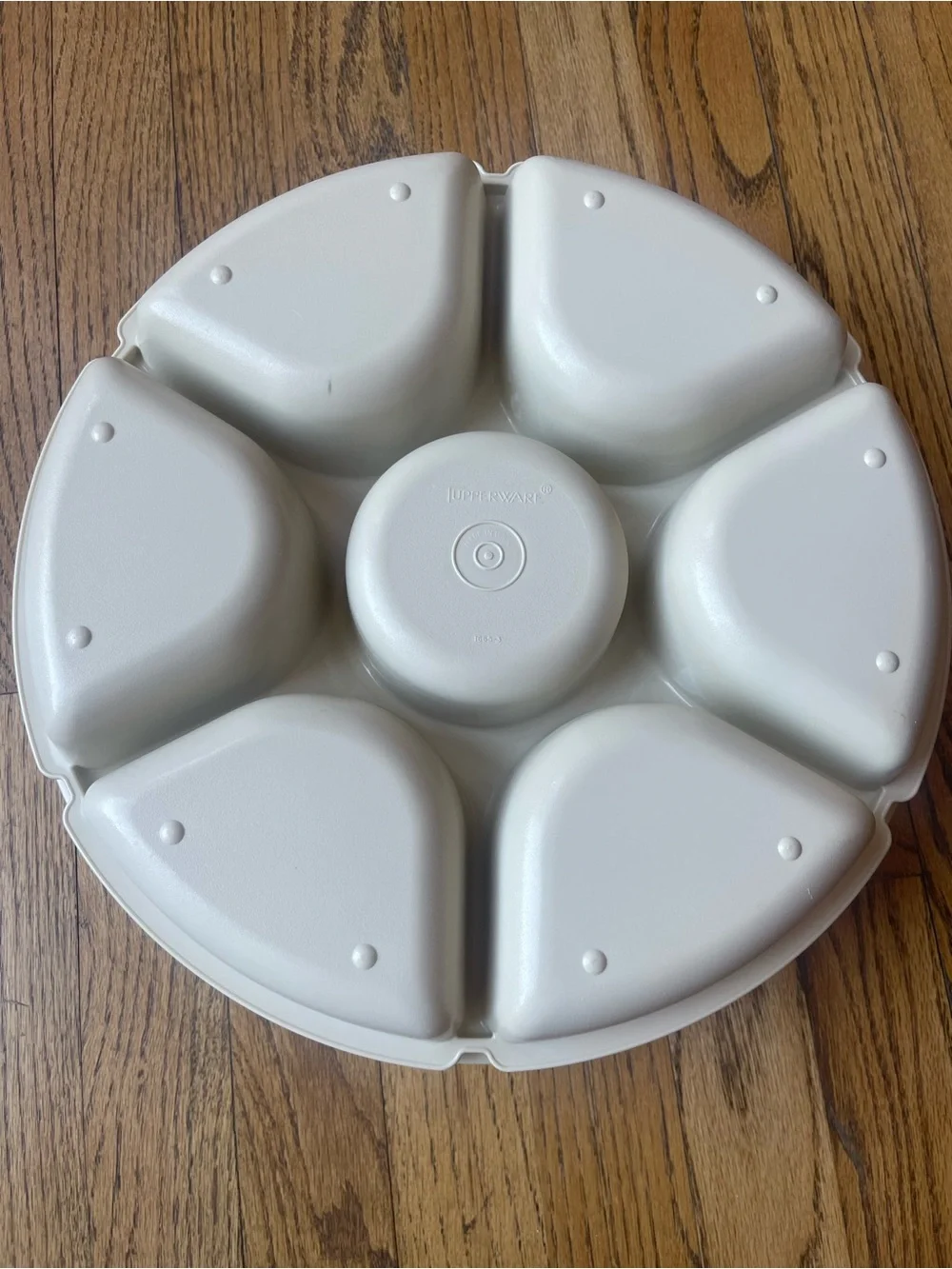 Vintage Tupperware Serving Center 1665 Almond Divided Party Tray with Lid